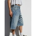 thumbnail image 3 of Gupgi Women’s Bermuda Denim Shorts Casual Low Waist Wide Leg Jean Shorts Going Out Trousers, 3 of 4