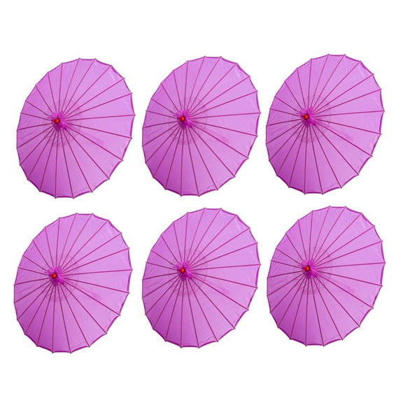 THY COLLECTIBLES Set of Six (6) 33"Japanese Chinese Umbrella Parasols for Wedding Parties, Photography, Costumes, Cosplay, Decoration and Other Events (Purple)