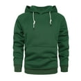 thumbnail image 2 of SWSMCLT Men's Fleece Pullover Hoodie Hooded Long Sleeve Sweatshirt Soft Solid Spring Fall Top Drawstring Lightweight Dark Green 40, 2 of 4