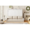 thumbnail image 5 of Newest Full Size Murphy Cabinet Bed with Folding Sofa,Built-in Storage Shelves , LED Light,Beige, 5 of 9