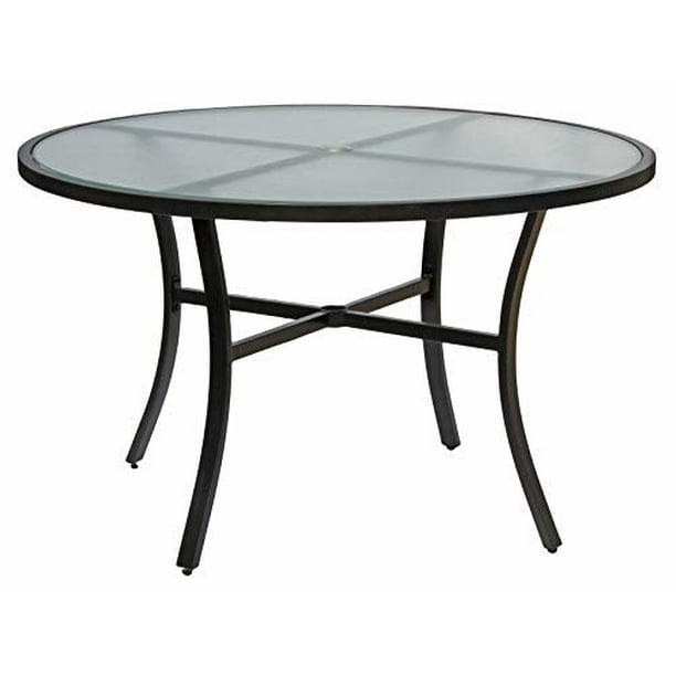 Garden Elements Bellevue Aluminum Rim 40 Round Glass Top Dining Table Com Garden Elements Bellevue Aluminum Rim, 60 Inch Round Glass Outdoor Table