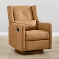 thumbnail image 6 of Spruce & Spring Swivel Glider Recliner Chair for Living Room & Nursery, Faux Leather, Saddle Brown, 6 of 13