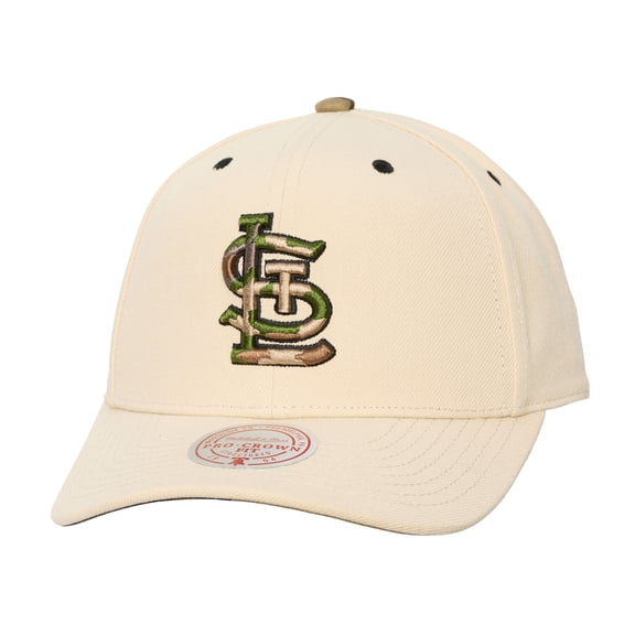 Unisex Mitchell & Ness Cream St. Louis Cardinals Camo Logo Pro Crown Snapback Hat