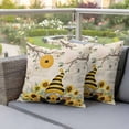 thumbnail image 4 of Bees Dwarfs Pillow Covers 2 Pack Yellow Sunflowers Branch Spring Flower Plant Vintage Pillowcase Waterproof Outdoor Throw Pillow Cover for Patio Garden Square Cushion 18”x18”, 4 of 9