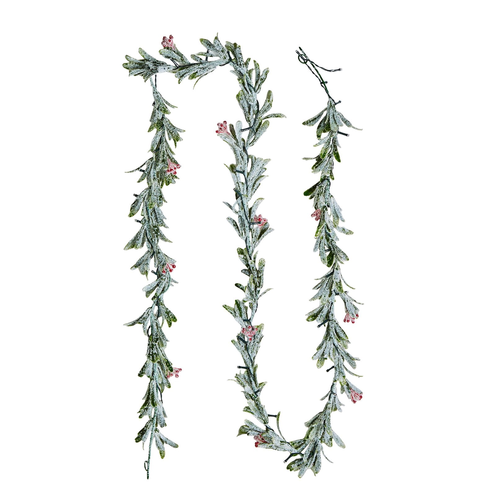 9ft LED Christmas Garland, Realistic Olive Vines Red Berries, Full Fluffy Artificial Greenery for Mantle Stair Fireplace Holiday Decor