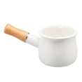 thumbnail image 3 of Enamel Milk Pan Warmer Saucepan Pan Cookware with Wooden Handle White, 3 of 9