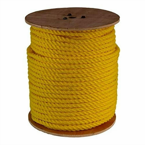 GWP 1/2" x 600' 3 Strand Yellow Polypropylene Rope (3,780 lbs. Tensile Strength) Various Sizes in Listing