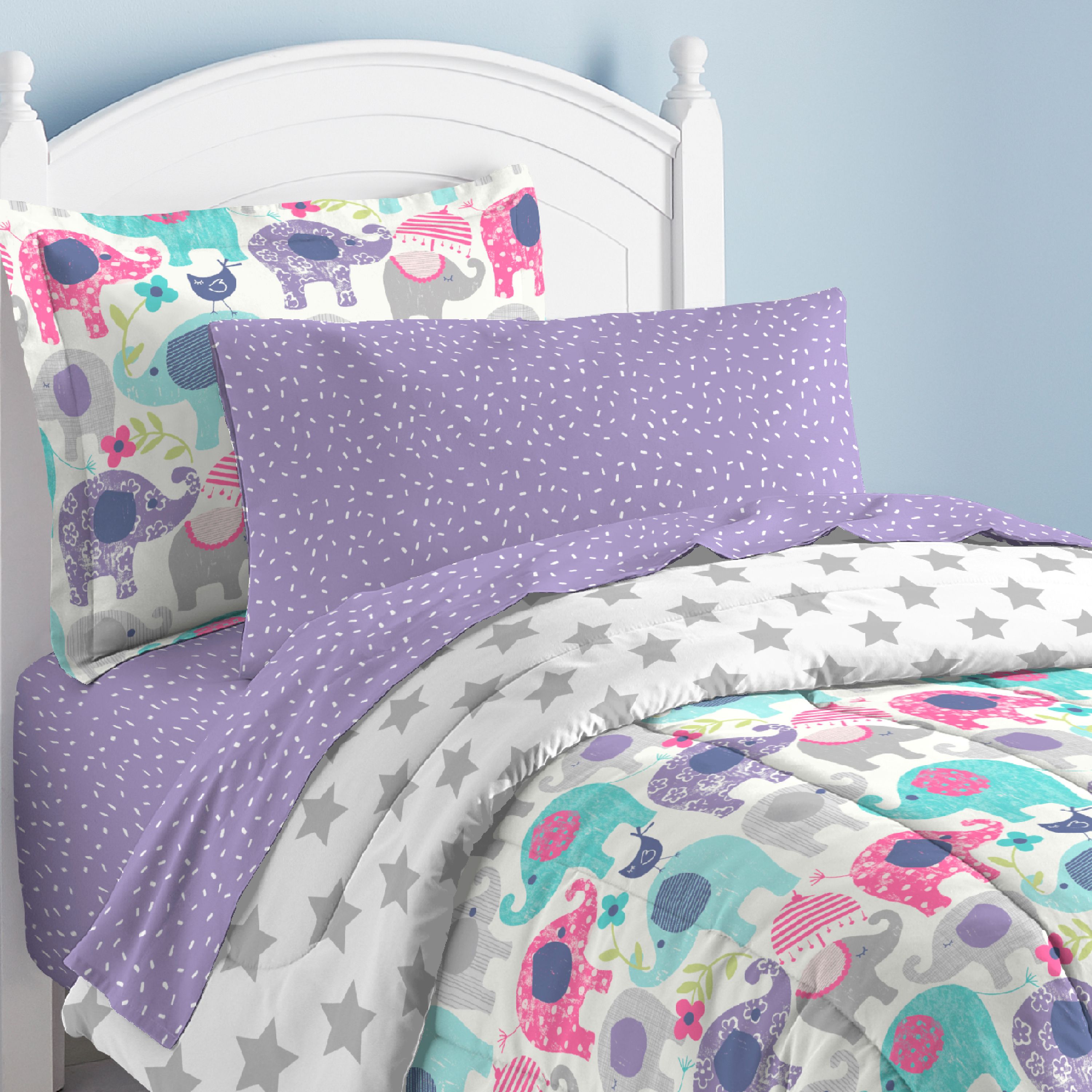 Purple Full Dream Factory Elley Elephant Comforter Set Hbrengg Com
