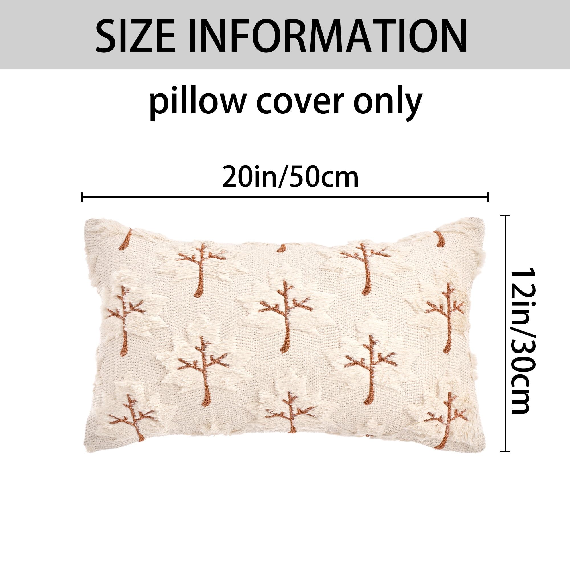 Unique Bargains Maple Leaves Embroidery Throw Pillow Covers Beige 20" x 12"