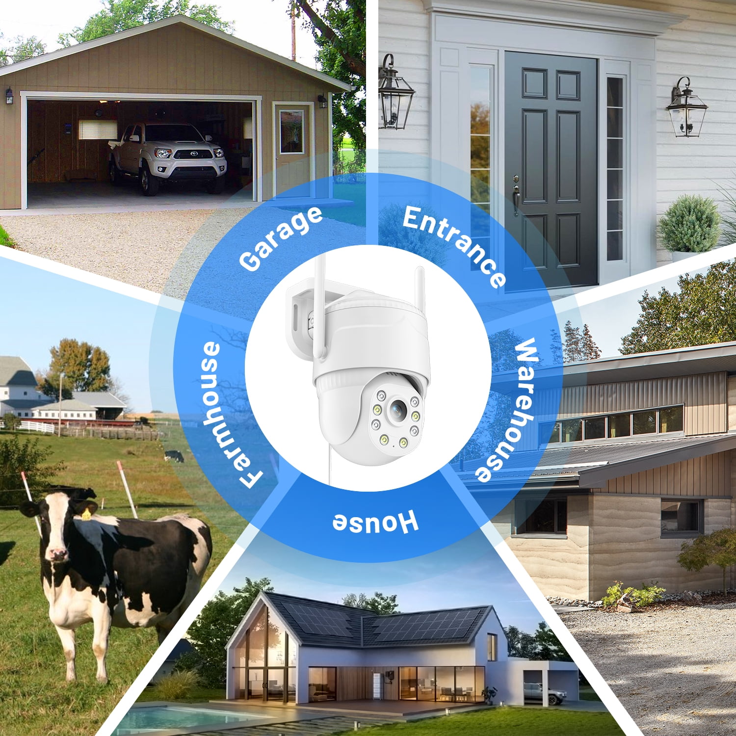 Runofast 4G LTE Cellular Security Camera Wired Indoor/Outdoor, No WiFi Security Cameras Plug-in for 24/7 Recording (White)