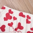 thumbnail image 7 of Toddler Girl Outfit Valentine's Day Heart Print Long Sleeve Top Trousers and Headscarf Three Piece Set for Kids Cute Soft Wear Red 6 Months-12 Months, 7 of 7