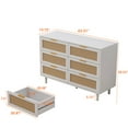 thumbnail image 4 of 6 Drawer Dresser for Bedroom, Rattan Dresser Boho with Wood Legs, 43" Boho Rattan Chest of Dressers for Living Room and Entryway, White, 4 of 9