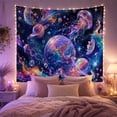 thumbnail image 2 of Layered Marbled Planets Among Luminous Cosmic Jellyfish, Dreamy Surreal for Space Lovers, Celestial Wall Art, Housewarming Gift, Tapestry Wall Hanging for Bedroom and Studio, 2 of 7