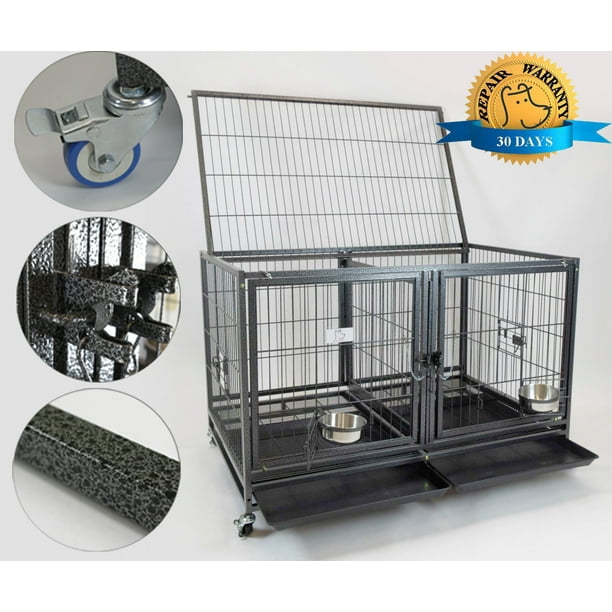 Homey Pet 43" Pet Crate Stackable Open Top with Feeding Bowl Divider