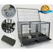Homey Pet 43" Pet Cage Stackable Open Top with Feeding Bowl Divider