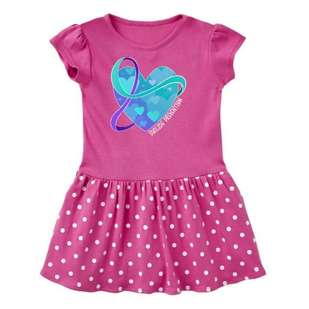 

Inktastic Suicide Prevention Awareness Purple and Teal Heart Ribbon Gift Toddler Girl Dress
