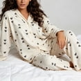 thumbnail image 5 of Naittoop Womens Pajama Set Long Sleeve Button Down 2 Piece Heart Print Sleepwear Cute Shirt Long Pants Matching Sets, 5 of 5