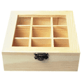 thumbnail image 1 of Boîte de Rangement pour Thé avec 9 Compartiments, Dessus en Verre Transparent, Boîte de Rangement Multifonctionnelle pour Divers Sachets de Thé, 1 of 5