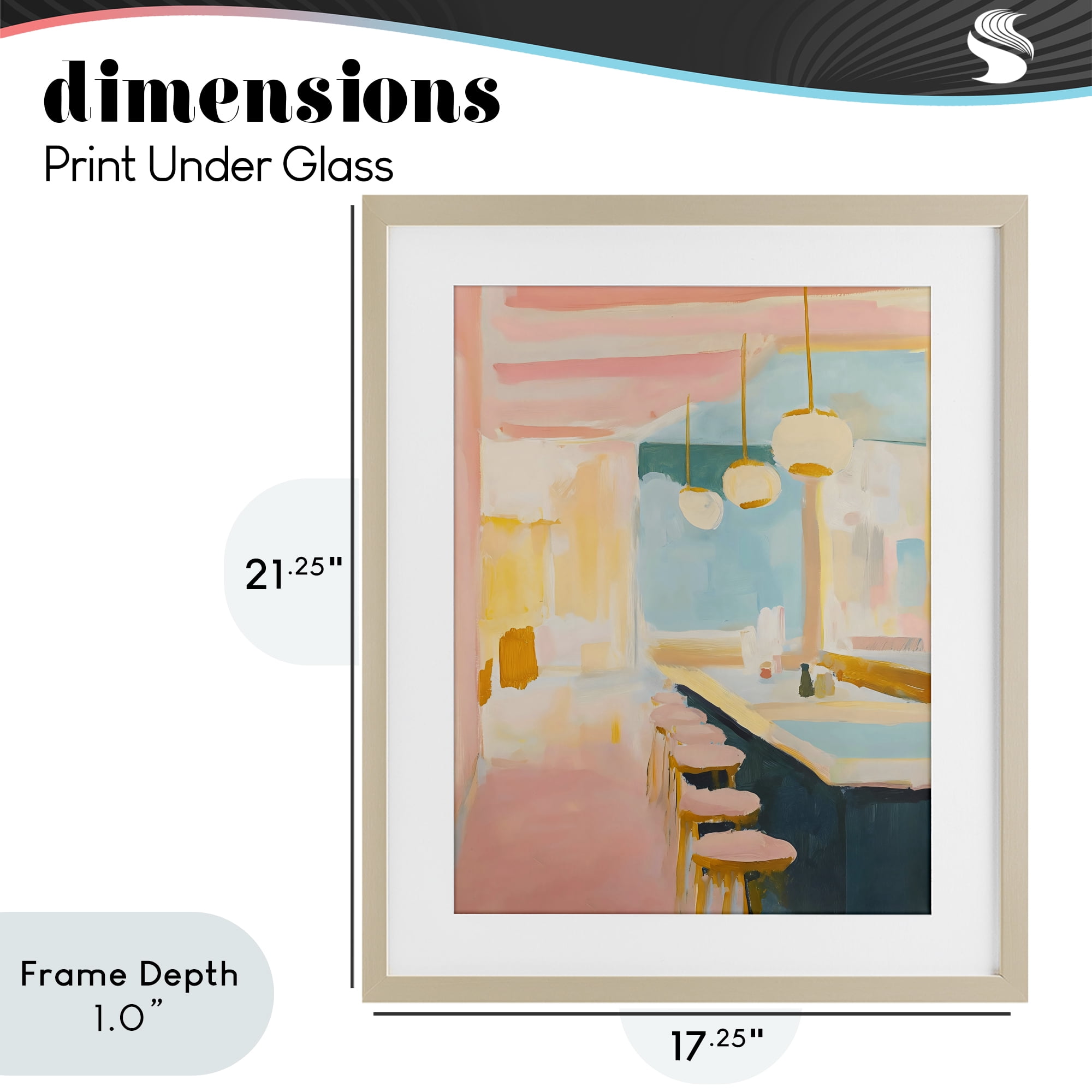 Stupell Industries Pastel Pink Bar Stools Birch Framed Print Under Glass, design by The Prints Vibe