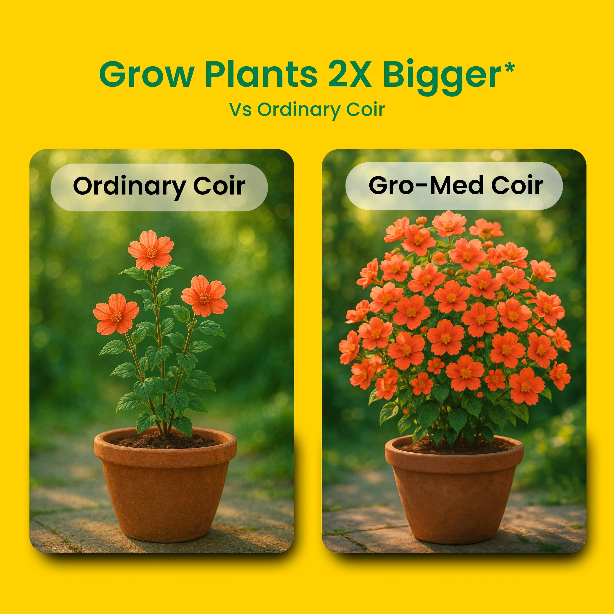 Gro-Med Organic Compressed Coconut Coco Coir Bricks For Plants With NPK Potting Soil, 6 Pcs 650g Ea