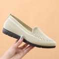 thumbnail image 4 of AUDeals Women Knitted Slip On Shoes, Round Toe Lightweight Comfortable Loafers, Breathable Mesh Walking Shoes (Beige, 7), 4 of 6