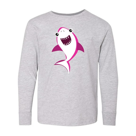 Inktastic Cute Shark, Little Shark, Pink Shark Long Sleeve Youth T-Shirt