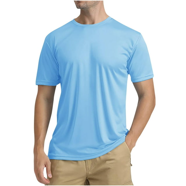 WAENQINLA Sun Protection Shirts for Men UPF 50+ SPF UV Rash Guard Swim Shirt Lightweight Crewneck Short Sleeve Tees Tops