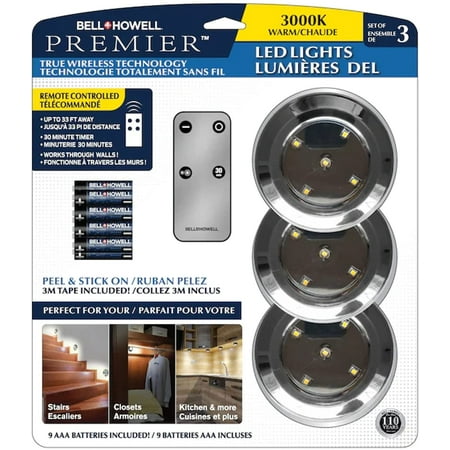 

Bell+Howell Under Cabinet Lights with Remote Battery Pucks 3-Pack