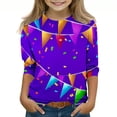thumbnail image 2 of Blusas y camisas de manga larga con cuello redondo para niños Estampado de carnaval Camisa y top de manga 3/4 / cuello redondo tres cuartos para niños Top de poliéster para niños, 2 of 5