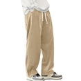 thumbnail image 2 of Dwelliawo Mens Wide Wale Corduroy Vintage Baggy Straight Pants Thick Rib Fabric Elastic Drawstring Waist Retro Casual Work Cargo Trousers with Large Side Pockets Khaki 2xL, 2 of 5