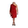 thumbnail image 1 of RENE RUIZ COLLECTION Womens Pleated One Shoulder Dress, Red, 14, 1 of 1