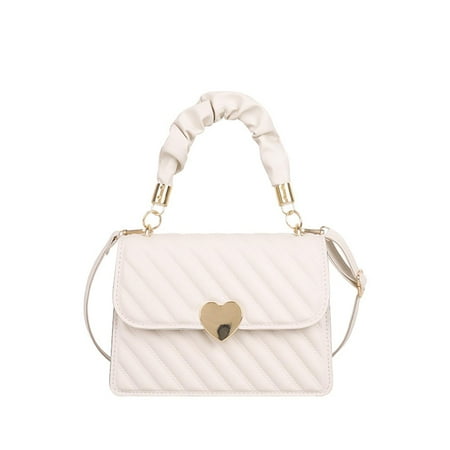 Crossbody Bags for Women  Shoulder Bag for Women  Women s Top Handle Button Flap PU Leather Square Handbags Crossbody Bags  Lightweight & Waterproof  White