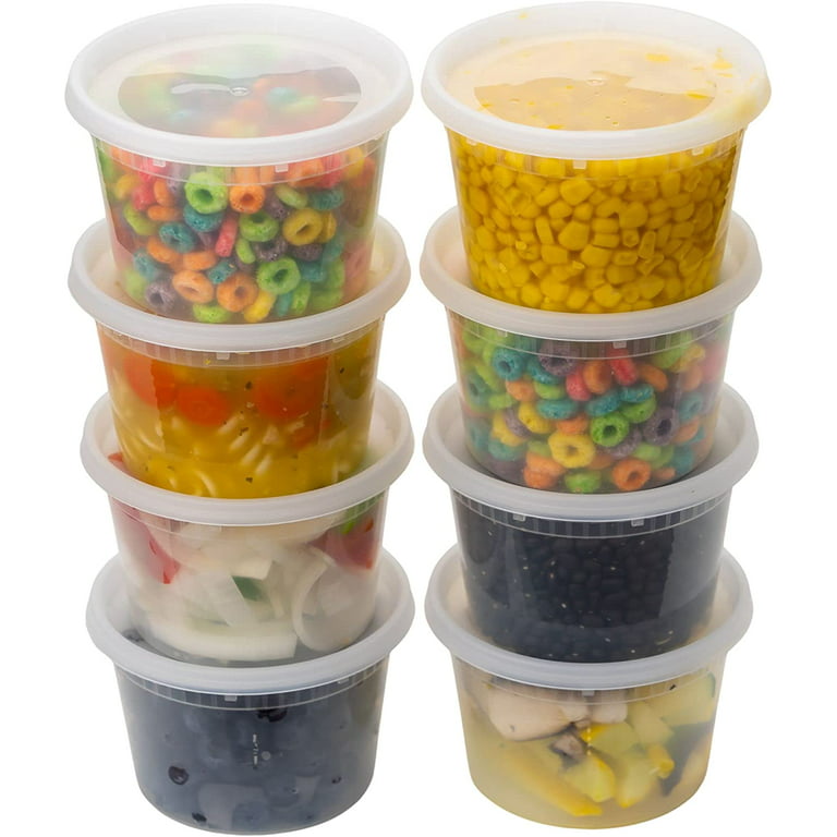 16 oz Pint Size Plastic Freezer Food Storage Soup Deli Container Tub w/Lid  96/PK