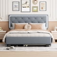 thumbnail image 2 of Upholstered LED Bed Frame with 2 Big Drawers and Twin Size Trundle, Velvet Storage Platform Bed with LED Light, Trundle Bed Frame with Solid Wood Slats for Bedroom Guestroom, No Box Spring Needed, 2 of 7