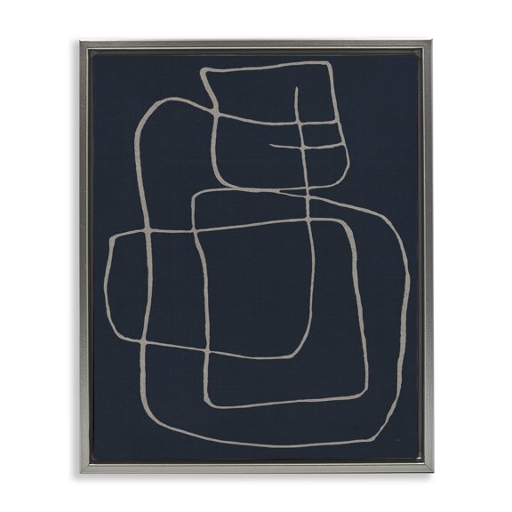 Stupell Industries Modern Squiggle Shapes Abstract Lines Gray Floating Frame Canvas Art, 25 x 31, by Susan Jill