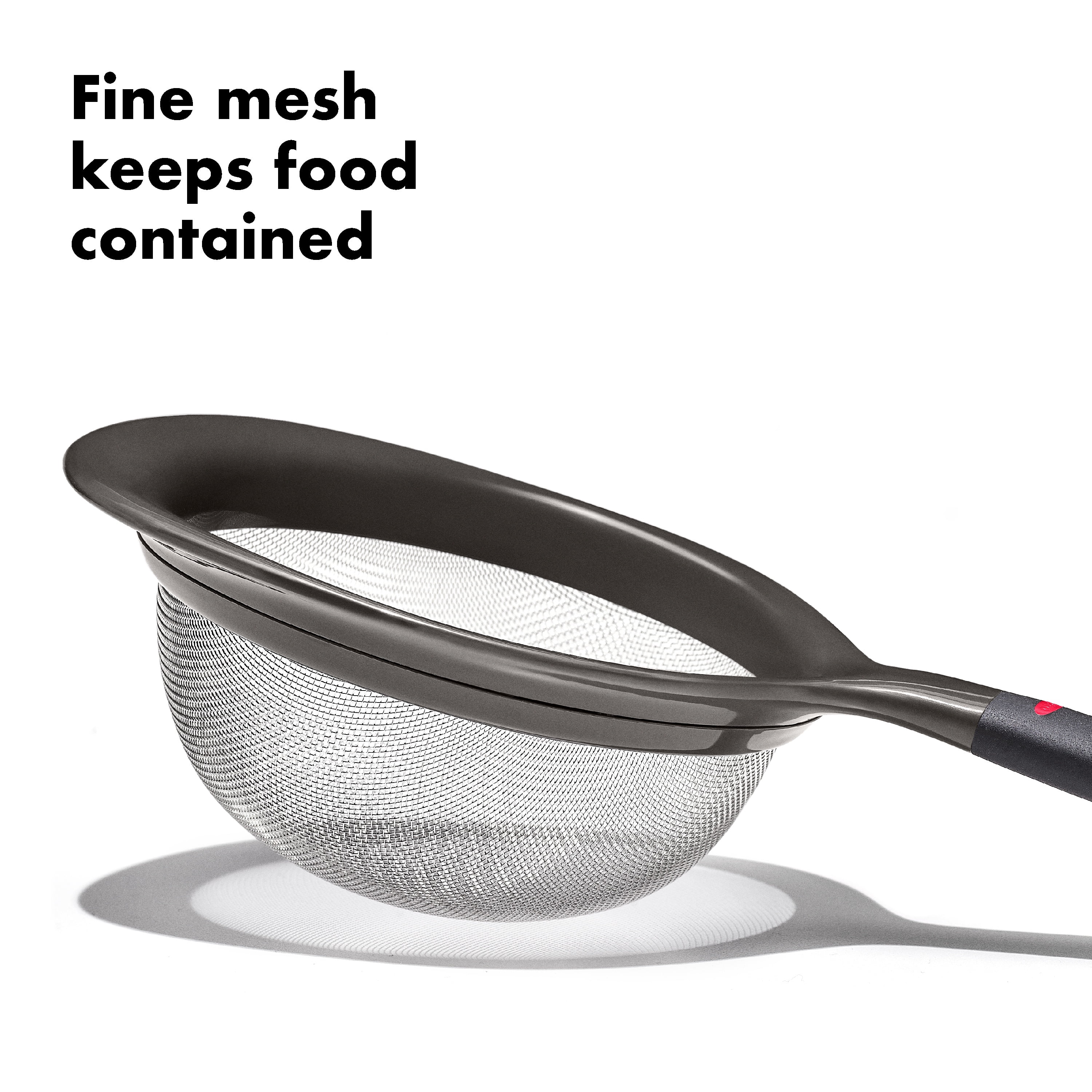 OXO SoftWorks 6-Inch Fine Mesh Strainer – Stainless Steel Sieve with Non-Slip Handle for Sifting & Straining