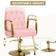 thumbnail image 4 of KIGOTY Reclining Salon Chair with Adjustable Backrest, Heavy Duty Barber Chair with Durable Steel Frame, 360 Degrees Swivel Stylist Chair, Pink, 4 of 7