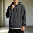 thumbnail image 2 of OIOLOYJM Mens Hoodies Casual Relaxed Fit Drawstring Soft Athletic Hooded Pullover Vintage Classic Outdoor Daily Tops with Pocket Dark Gray S, 2 of 5