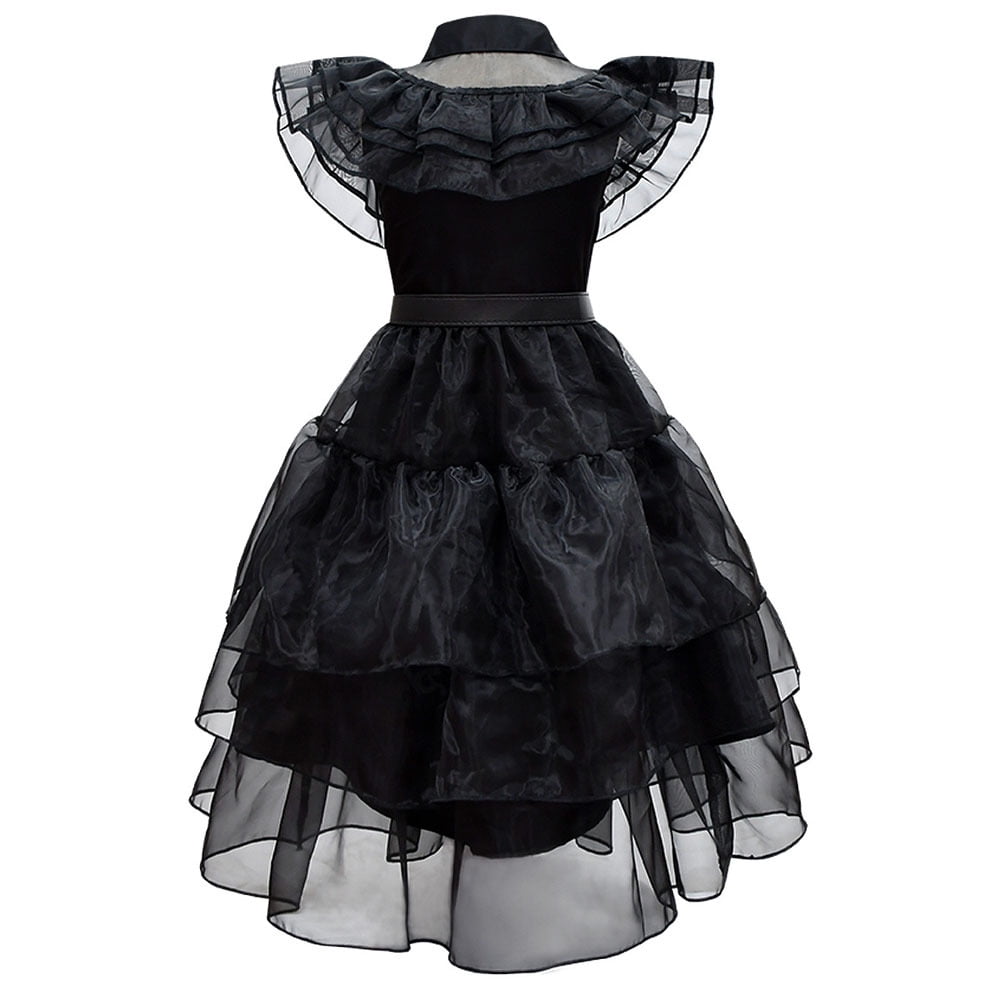 CosFantasy Women Wednesday Addams Dress Wednesday Cospaly Black Gothic  Party Dance Dress with Belt C07201