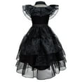 thumbnail image 3 of Little Girls Addams Wednesday Black Dress Halloween Cosplay Party Costume Outfit, 3 of 7