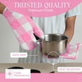 thumbnail image 2 of Softopia Cotton Buffalo Plaid Check Oven Mitts and Pot Holders Set, 100% Cotton, Heat Resistant, 2 Oven Gloves (7x13 Inches) and 2 Hot Pads (8x8 Inches) for Cooking and Baking, Rose Pink White, 2 of 7