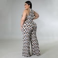 thumbnail image 5 of AURA Women Plus Size Printed Jumpsuit High Waist Belted Wide Leg Casual Work Outfit, 5 of 7