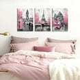 thumbnail image 5 of Black and White Canvas Wall Art for Living Room Bedroom Bathroom Girls Pink Paris Theme Room Decor Oil Painting Print London Big Ben Tower Eiffel Painting for Wall Decor Pink, 5 of 9