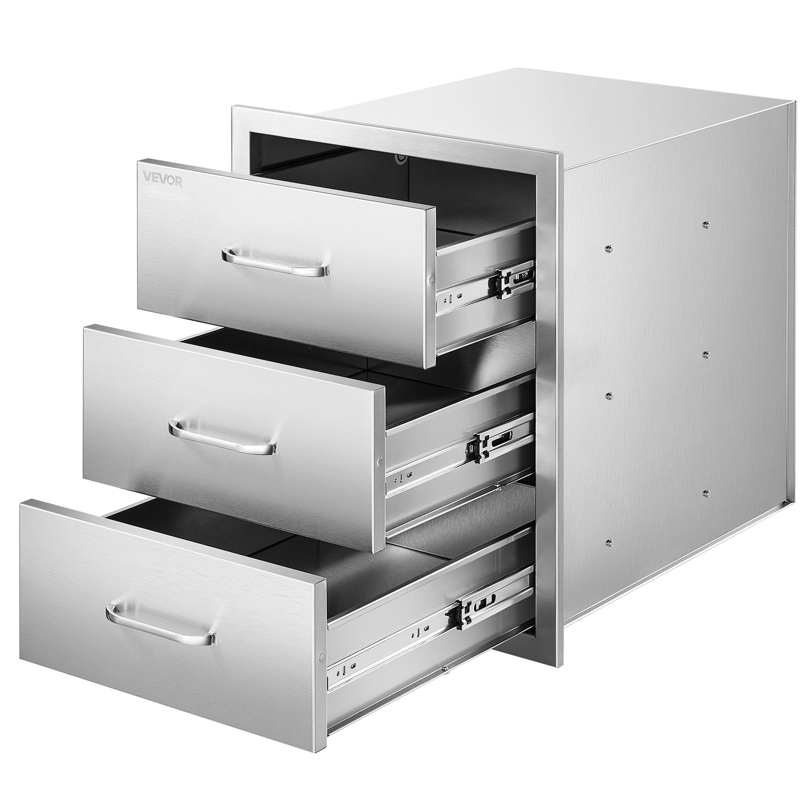 VEVOR Outdoor Kitchen Drawers 18.11" W x 23.23" D x 23.23" H, Triple-Access Stainless Steel Modular Drawer Cabinet with Handles,BBQ Island Drawer for Outdoor Kitchen or BBQ Island Patio Grill Station