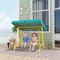 thumbnail image 2 of Qaba Kids 2-Seater Porch Swing with Seat Belts, Adjustable Canopy, Green, 2 of 10