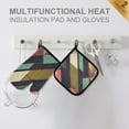 thumbnail image 4 of Yayeee Oven Mitts and Pot Holder Set of 2 Heat Resistant Kitchen Gloves Baking Hot Pad, Green Geometric, 4 of 5