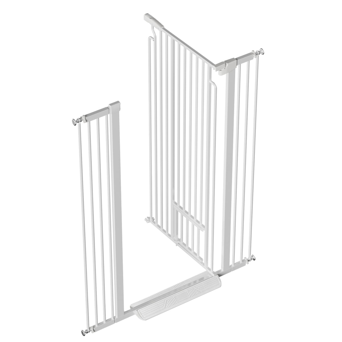 53.15" Extra Tall Cat Gate with Small Cat Door, 29.53"-40.16" Wide Auto Close Safety Pet Gate, 1.37" Narrow Bar Spacing No Drill Pressure Mount for Cats & Dogs, White