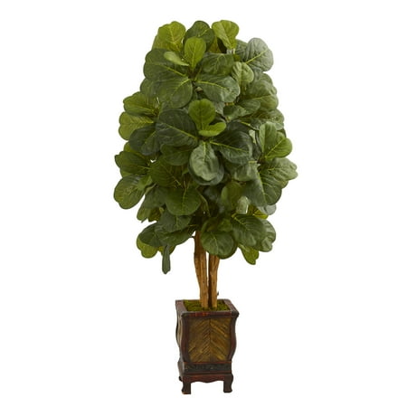 - Nearly Natural 4.5 ft. Fiddle Leaf Artificial Tree in Decorative Planter