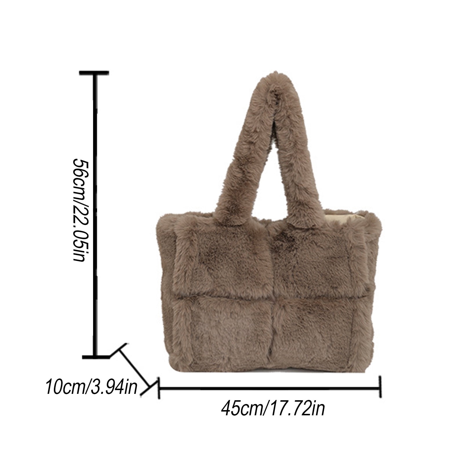 KGJQ Fluffy Tote Bag, Large Fur Purses for Women Winter Fuzzy Totes Plush Shoulder Handbag