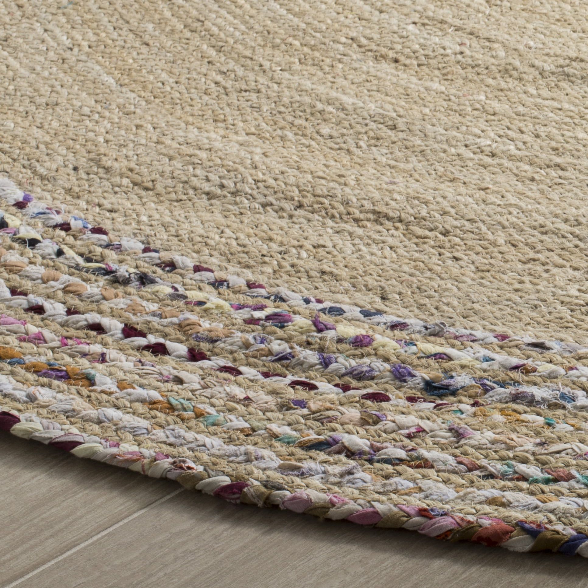 SAFAVIEH Cape Cod Hyram Geometric Area Rug, Ivory/Light Beige, 3' x 3' Round